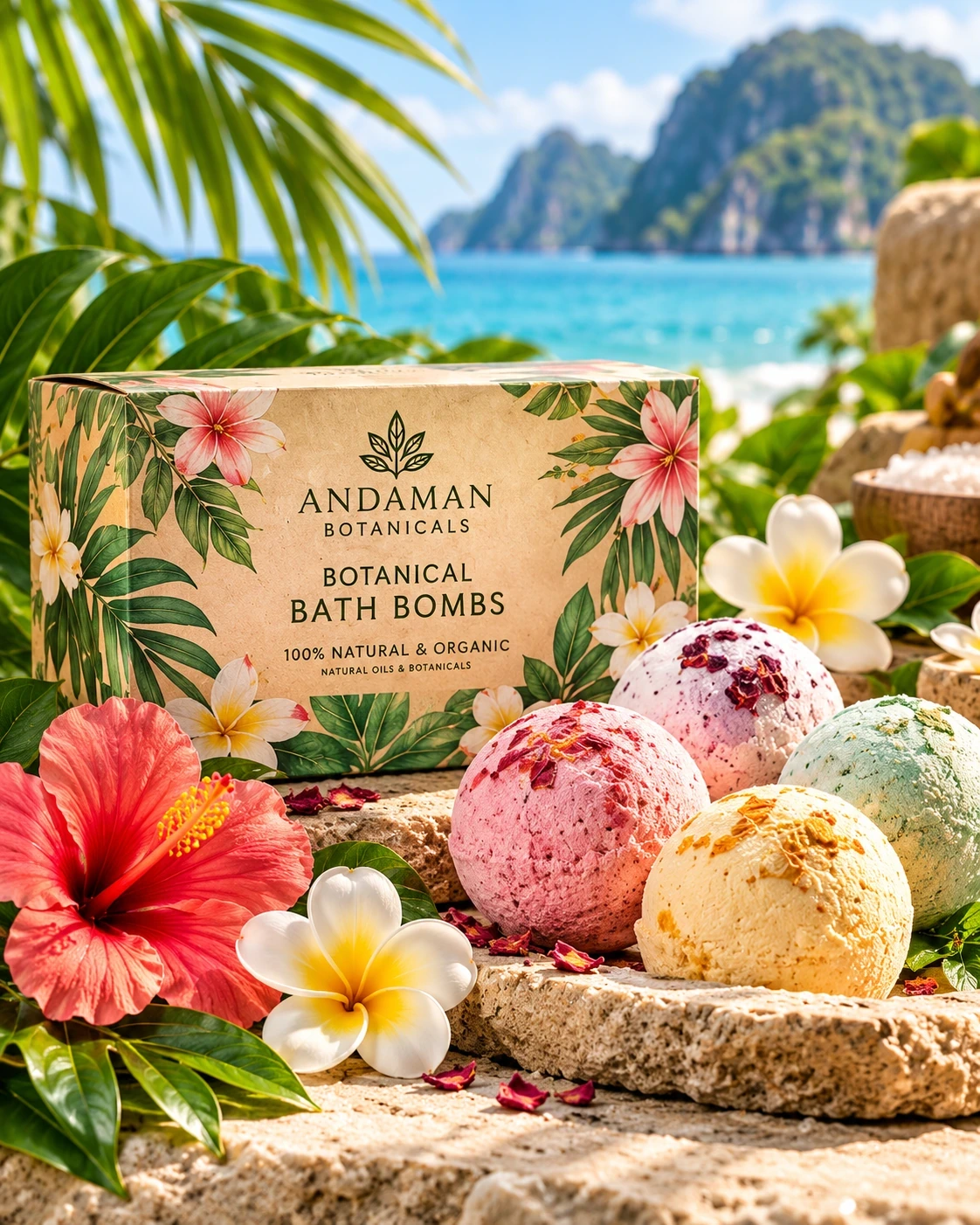 Andaman Botanicals Botanical Bath Bombs in its own tropical product photograph