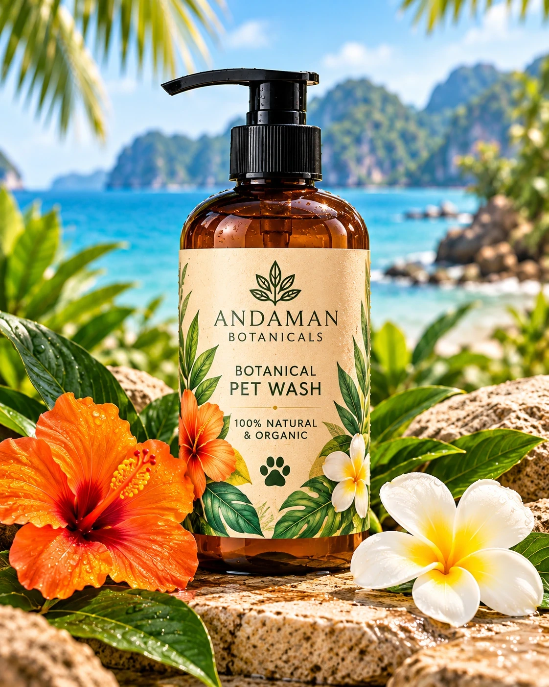 Andaman Botanicals Botanical Pet Wash in its own tropical product photograph